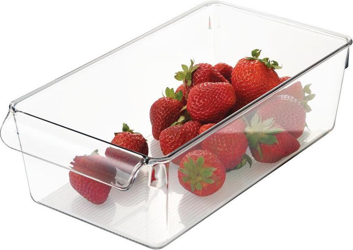 iDesign voorraadkast- en koelkastbak met handvat medium - linus - Transparant - Nestbaar