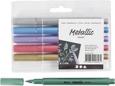 Metallic marker, lijndikte 2-4 mm, metallic kleuren, 6 stuk/ 1 doos