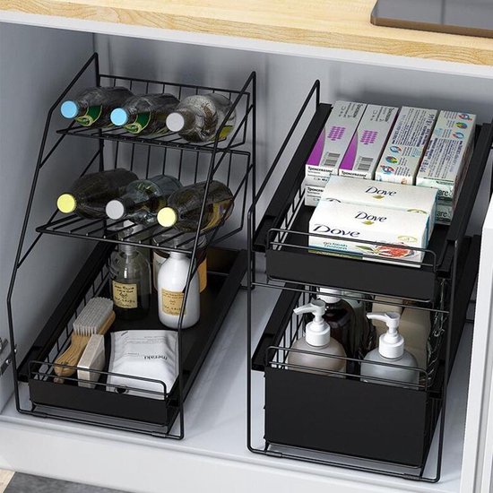 Clever Storage Keukenkast rekje uitschuifbaar - Zwart - Klaar voor gebruik,  Uitschuifbaar | bol.com