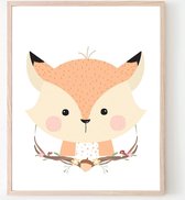 Poster Lieve Vos - Bos Dieren - Kinderkamer - Dieren Poster - Babykamer - Kinderposter / Babyshower Cadeau - 70x50cm - PosterCity