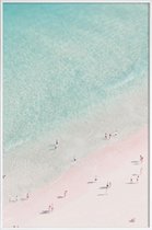 JUNIQE - Poster in kunststof lijst Beach Love -40x60 /Ivoor & Turkoois