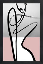 JUNIQE - Poster met houten lijst Player -30x45 /Grijs & Roze