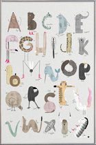 JUNIQE - Poster met kunststof lijst Babykamer dierenalfabet -20x30