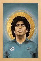 JUNIQE - Poster met houten lijst Football Icon - Diego Maradona -13x18
