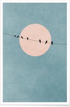 JUNIQE - Poster The Beauty of Silence -20x30 /Roze & Turkoois