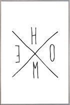 JUNIQE - Poster met kunststof lijst Home -40x60 /Wit & Zwart