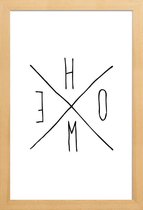 JUNIQE - Poster met houten lijst Home -13x18 /Wit & Zwart