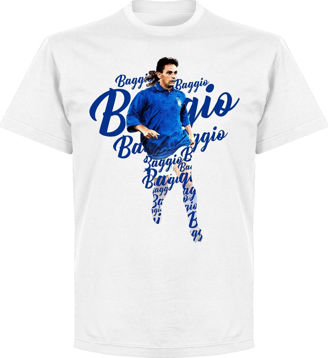 Roberto Baggio Italië Script T-Shirt - Wit - Kinderen - 128