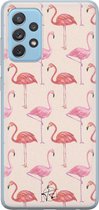 Samsung Galaxy A52 siliconen hoesje - Flamingo - Soft Case Telefoonhoesje - Roze - Print