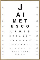 JUNIQE - Poster met kunststof lijst Eye Chart Je t'aime -60x90 /Wit &
