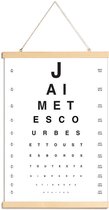 JUNIQE - Posterhanger Eye Chart Je t'aime -40x60 /Wit & Zwart