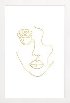 JUNIQE - Poster met houten lijst Petal gouden -30x45 /Goud & Wit