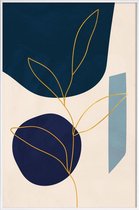 JUNIQE - Poster met kunststof lijst Grow gouden -40x60 /Blauw & Goud