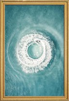 JUNIQE - Poster met houten lijst Ocean Swirl -30x45 /Blauw