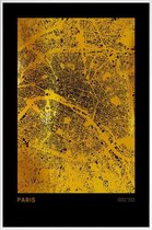 JUNIQE - Poster met kunststof lijst Paris kaart gouden -13x18 /Goud &