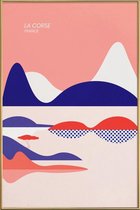 JUNIQE - Poster met kunststof lijst La Corse -30x45 /Rood & Roze