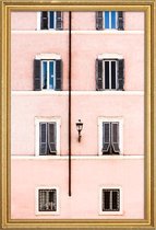 JUNIQE - Poster met houten lijst Pastel Facade -13x18 /Roze