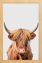 JUNIQE - Poster met houten lijst Highland Cow -13x18 /Bruin