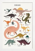 JUNIQE - Poster in houten lijst Dinosaurusvrienden -30x45 /Kleurrijk
