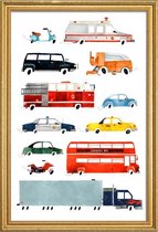 JUNIQE - Poster in houten lijst Cars and Lorries -40x60 /Kleurrijk