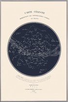 JUNIQE - Poster met kunststof lijst Carte du Ciel -40x60 /Blauw