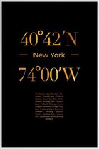 JUNIQE - Poster met kunststof lijst New York gouden -40x60 /Goud &
