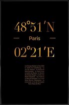 JUNIQE - Poster met kunststof lijst Paris gouden -13x18 /Goud & Zwart