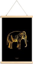 JUNIQE - Posterhanger Elephant gouden -30x45 /Goud & Zwart