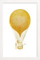 JUNIQE - Poster met houten lijst Air Balloon gouden -13x18 /Goud & Wit