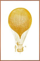 JUNIQE - Poster met kunststof lijst Air Balloon gouden -13x18 /Goud &