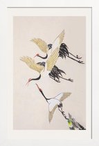 JUNIQE - Poster met houten lijst Vliegende kraanvogels -13x18 /Grijs &
