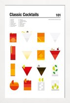 JUNIQE - Poster in houten lijst Klassieke cocktails - minimalistisch
