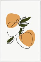 JUNIQE - Poster in kunststof lijst Peaches -20x30 /Grijs & Groen