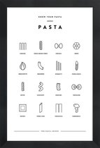 JUNIQE - Poster in houten lijst Pasta infographic -30x45 /Wit & Zwart