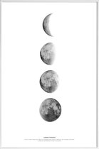 JUNIQE - Poster in kunststof lijst Fasen van de maan -40x60 /Wit &