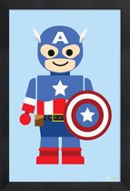 JUNIQE - Poster met houten lijst Capitan America Speelgoed -13x18