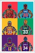 JUNIQE - Poster in kunststof lijst NBA-legendes pop art -40x60