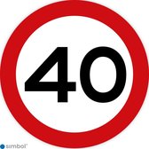 Simbol - Stickers 40 km - Maximaal 40 km/u - Duurzame Kwaliteit - Formaat ø 10 cm.