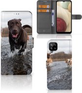 GSM Hoesje Samsung Galaxy A12 Wallet Book Case Honden Labrador