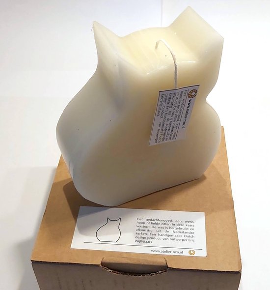 Ozo kat kaars - wit wit