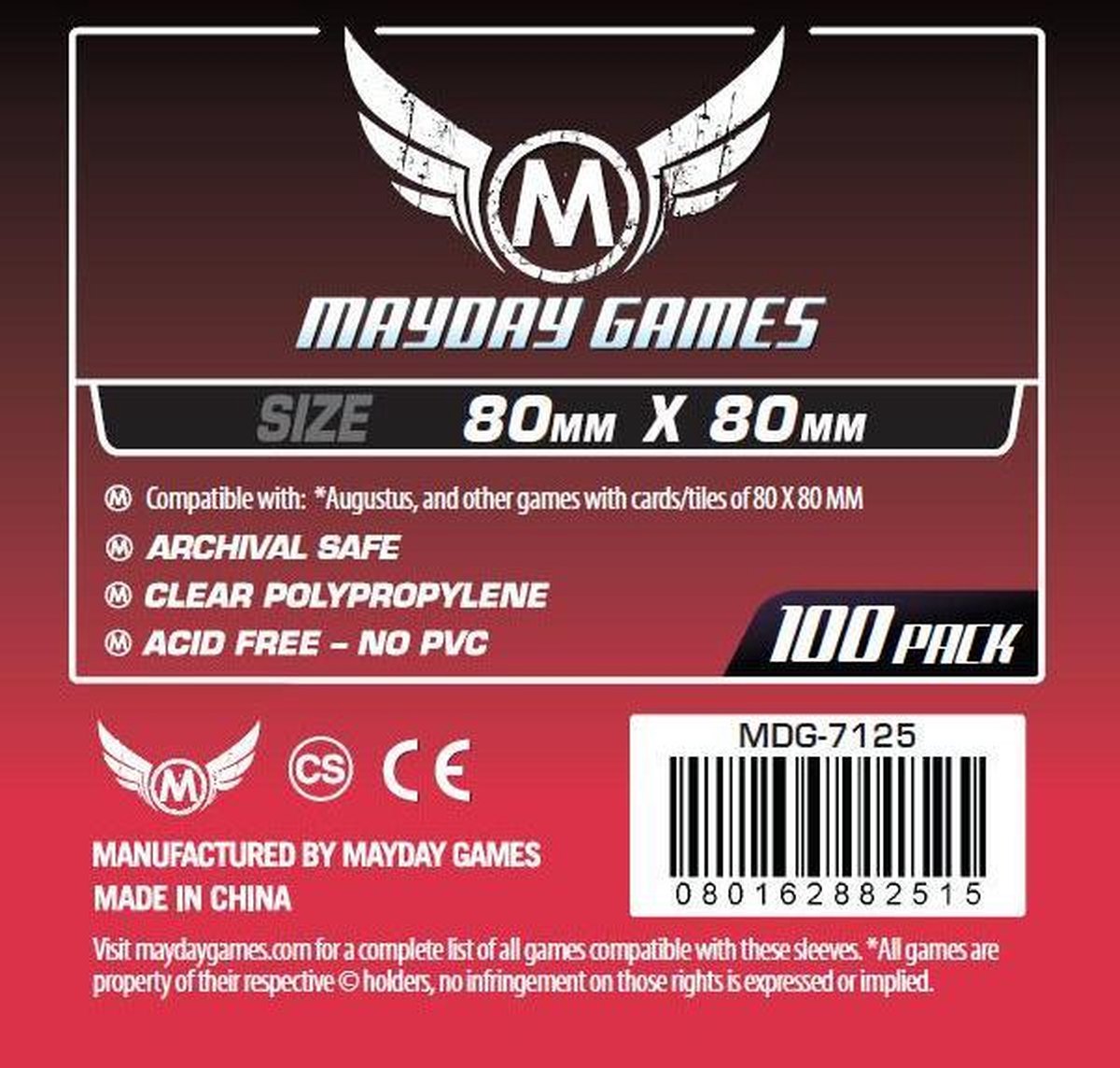 100 Mayday Games Card Sleeves 80 x 80mm (MDG-7145) - Mayday Games