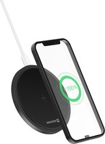 Swissten Draadloze oplader - Qi Wireless Charger Geschikt voor: iPhone - Airpods - Samsung en Android smartphones - 15W - Zwart