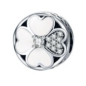 hartje vier zirconia bedel | hart bead | Zilverana | geschikt voor Biagi , Pandora , Trollbeads armband | 925 zilver