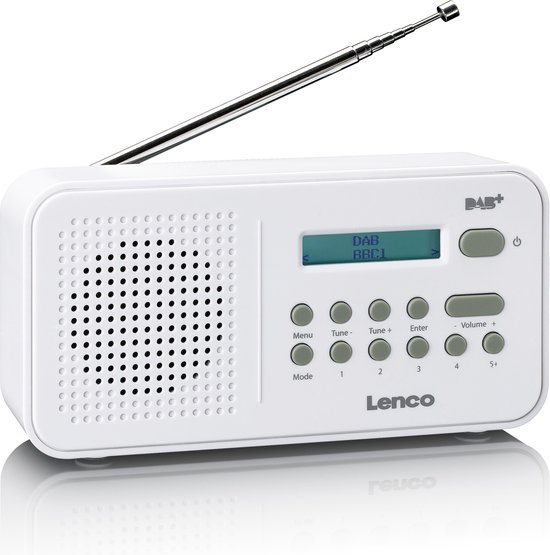 Lenco PDR-015WH - Draagbare DAB Radio met FM en DAB+ ontvangst - LCD-scherm  en... | bol.com