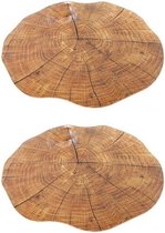 Set van 10x stuks ronde placemat boomstam print 38 cm - Eettafel onderleggers van kunststof