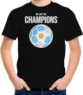 Argentinie WK supporter t-shirt we are the champions met Argentijnse voetbal zwart kinderen 146/152