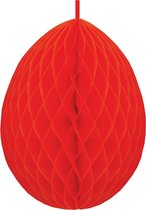 Hangdecoratie honeycomb paasei rood van papier 30 cm - Brandvertragend - Paas/pasen thema decoraties/versieringen