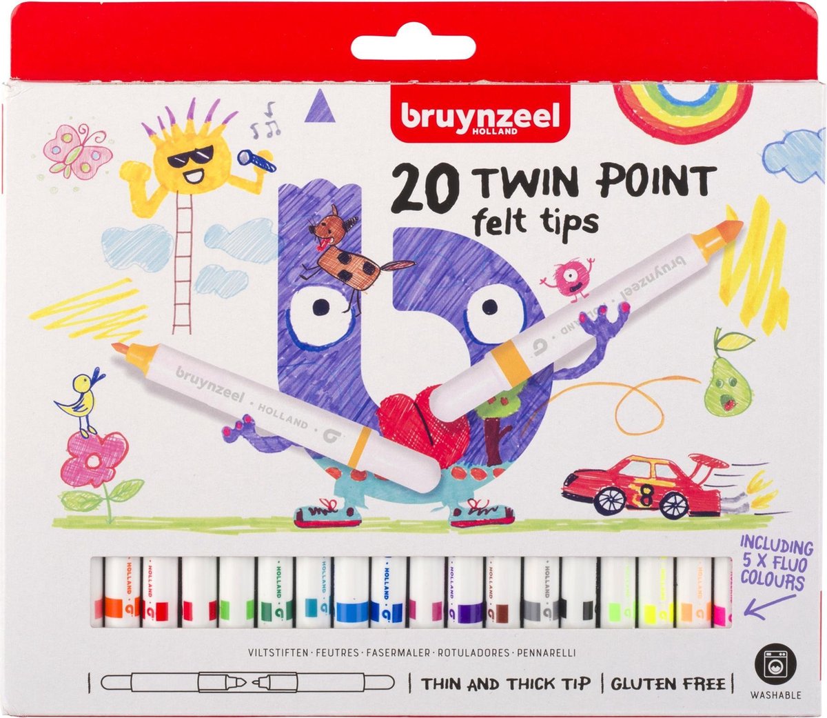 Bruynzeel Kids - 20 viltstiften - dubbele punt