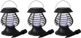 Set van 3x stuks solar tuinlampen/prikspots anti-muggenlampen op zonne-energie 22 cm - Prikspots tuinverlichting / insectenlampen