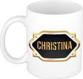 Christina naam cadeau mok / beker met gouden embleem - kado verjaardag/ moeder/ pensioen/ geslaagd/ bedankt